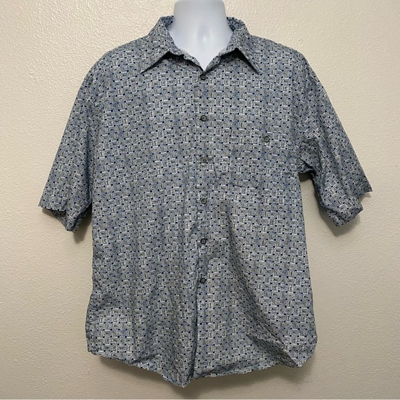 Equipment Men’s Blue & White Cotton Geometric Shirt XL Casual Summer‎ Vacation - Picture 1 of 9